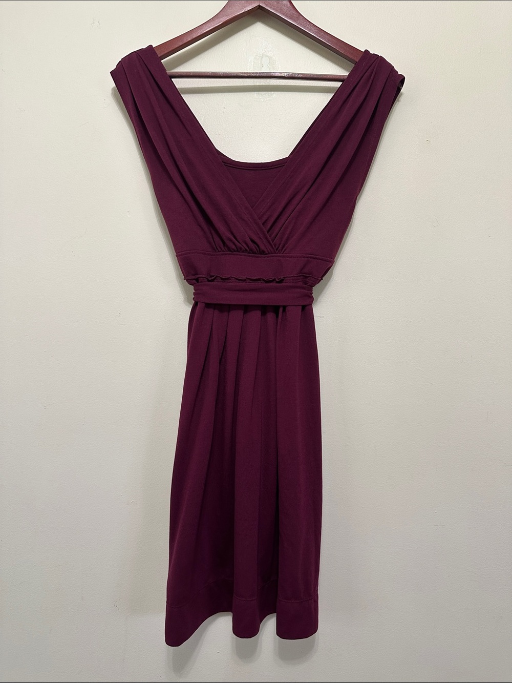 American Eagle Outfitters Wine Wrap-Style Sleeveless Midi Dress